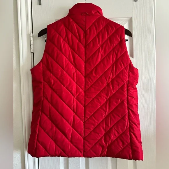 Lands' End Men’s Red Outdoor Warm Puffer Vest Quilted Packable, Size Medium - Picture 5 of 8